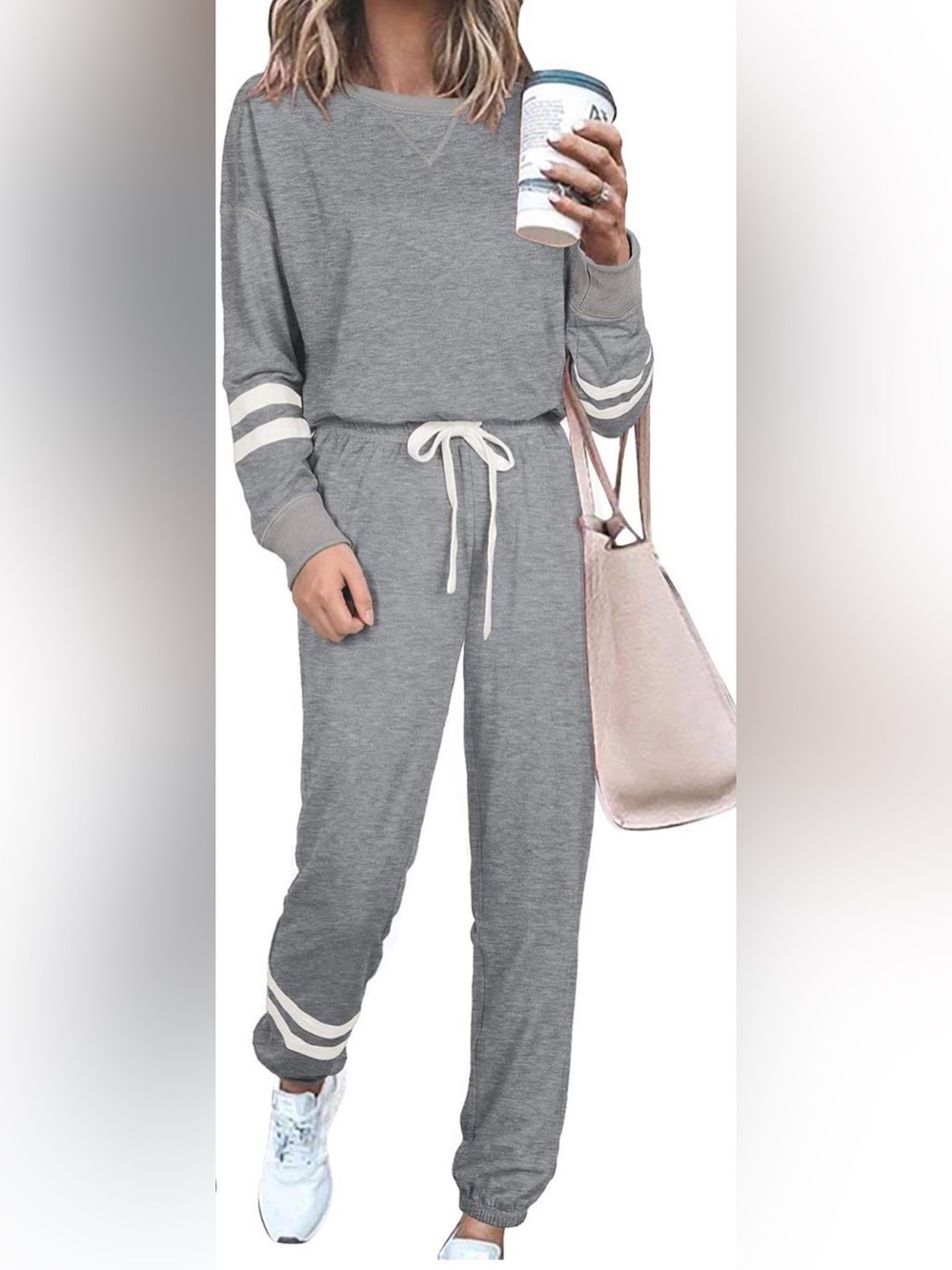 NWOT Fashion Grey w/white strip accents Women’s Casual Stylish Tracksuit XXL